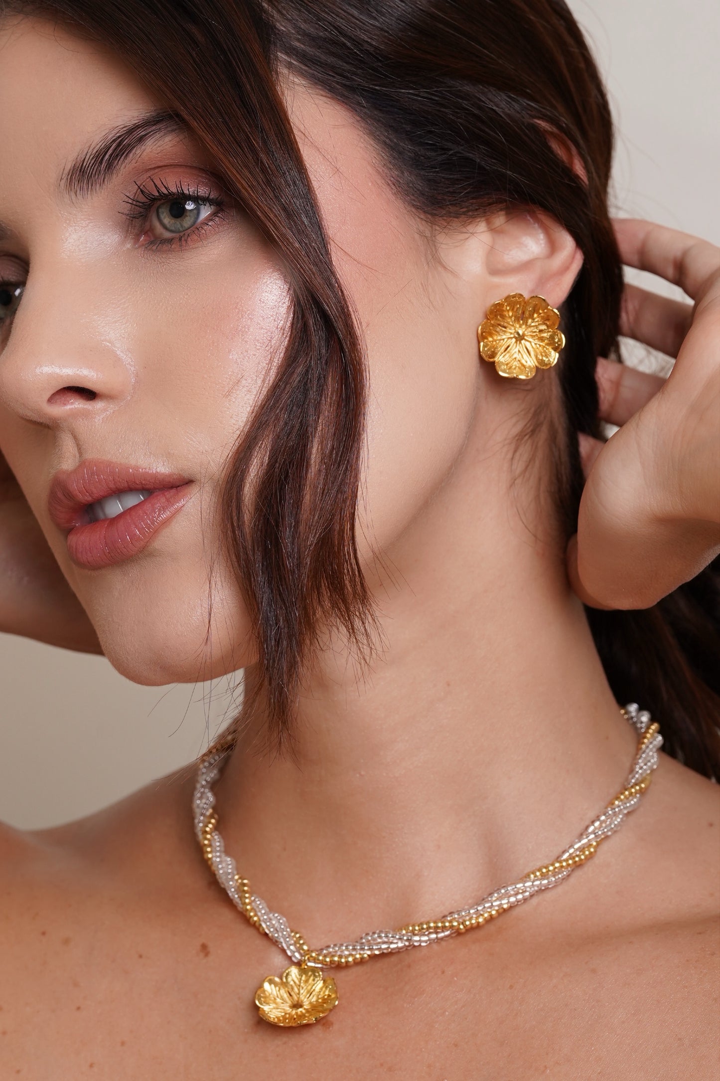Aretes trébol 5 pétalos