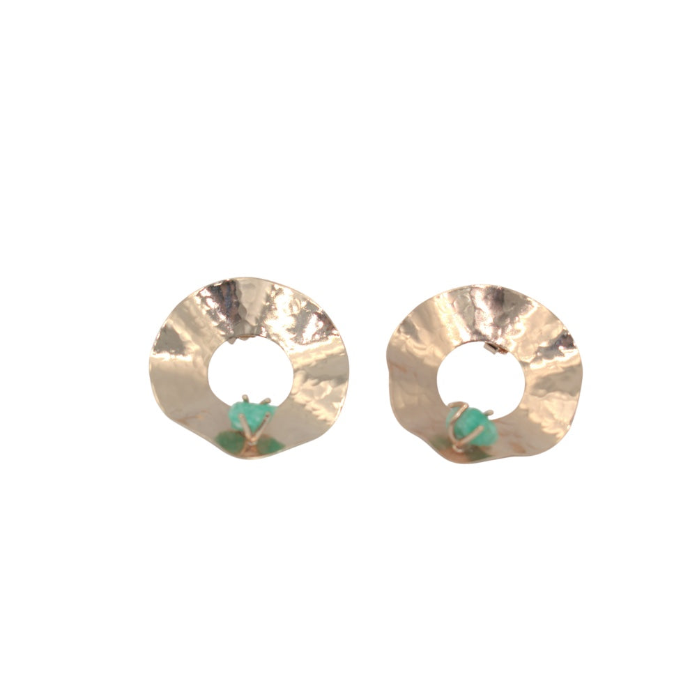 Aretes Aro esmeralda cruda