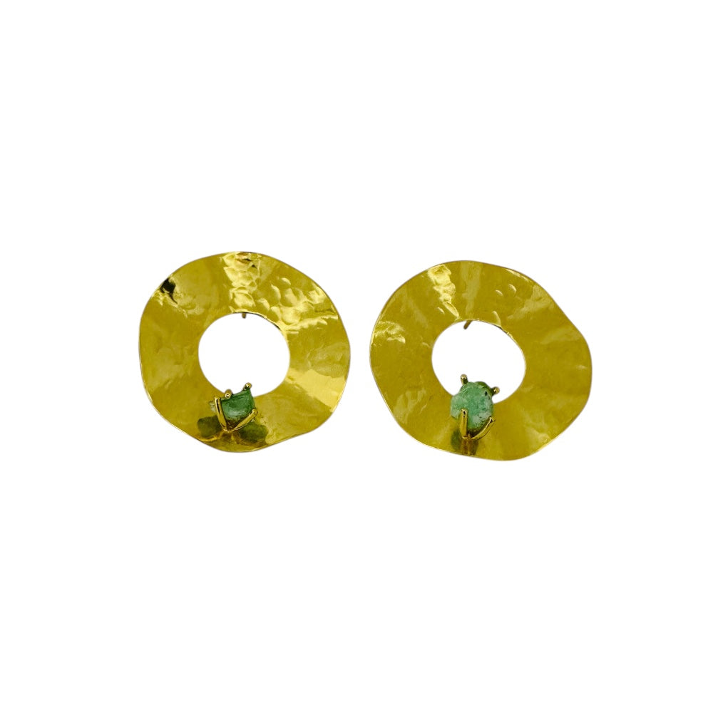 Aretes Aro esmeralda cruda