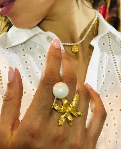 anillo orquidea perla